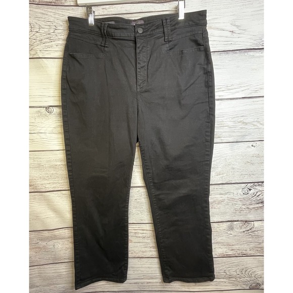 NYDJ Bailey Relaxed Jeans 14 Stretch Black Straight Leg Lift Tuck Ankle Jeans - Picture 3 of 16